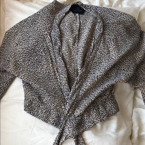 Planet Blue leopard cross tie top XS